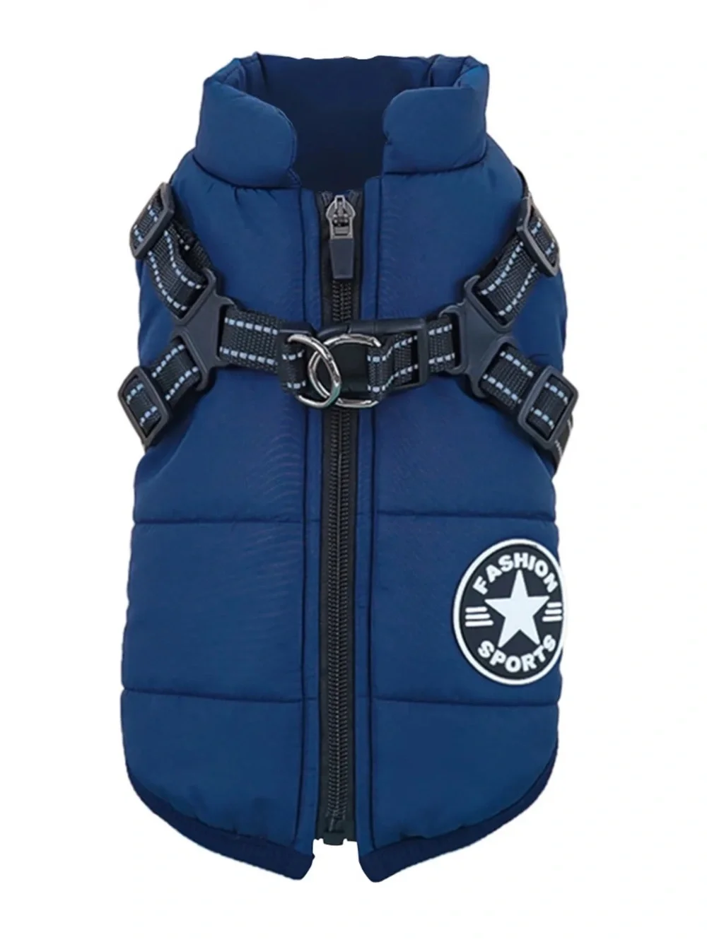 NWOT Dog 3XL 20 to 33 lbs Navy Blue Puffer Dog Vest with Harness